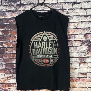 Harley Davidson Black Graphic Tank Top Sz XL